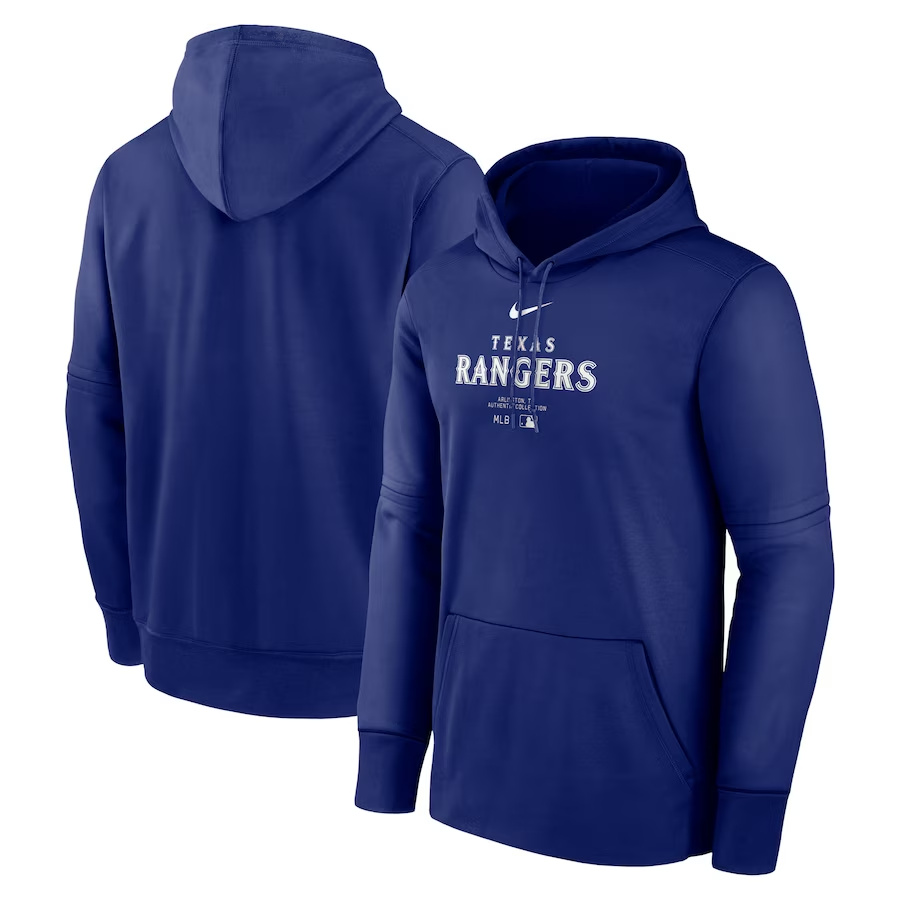 Men's Texas Rangers Royal Collection Practice Performance Pullover Hoodie